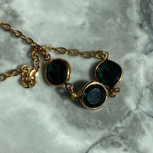 J Crew Gold Blue Crystal Necklace - Picture 11 of 13